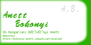 anett bokonyi business card